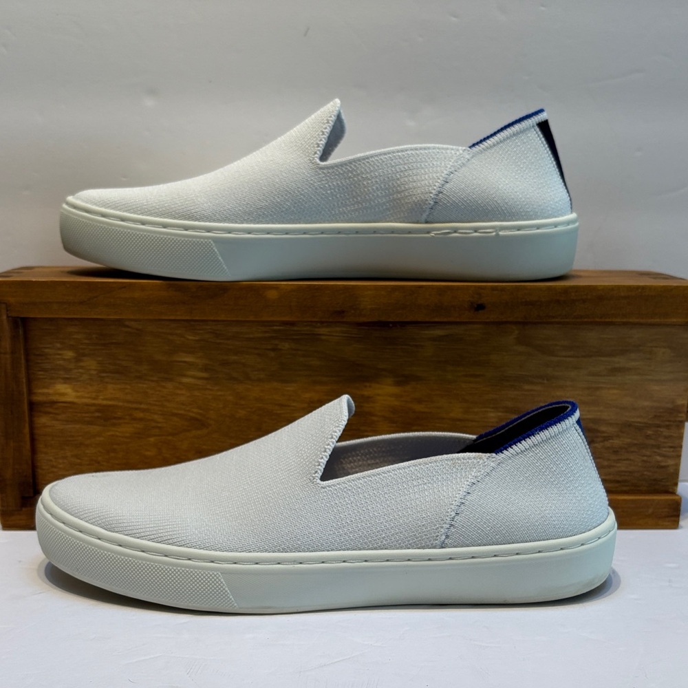 Rothy's Women’s White and Blue Slip-On Loafers